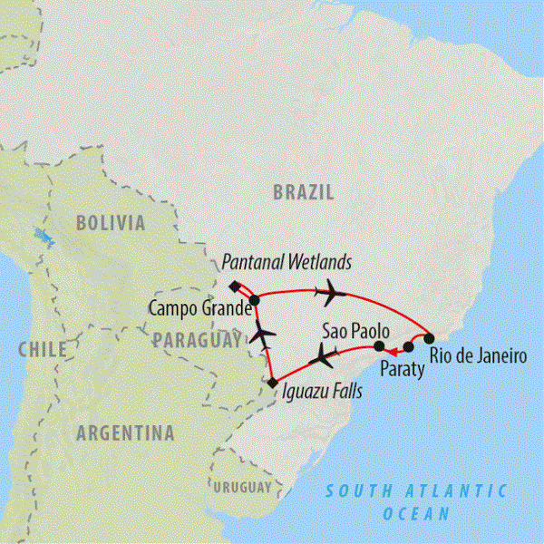 Map: Natural Wonders of Brazil (On The Go Tours)