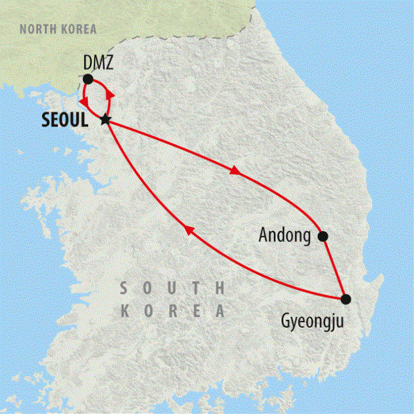 Map: South Korean Express (On The Go Tours)