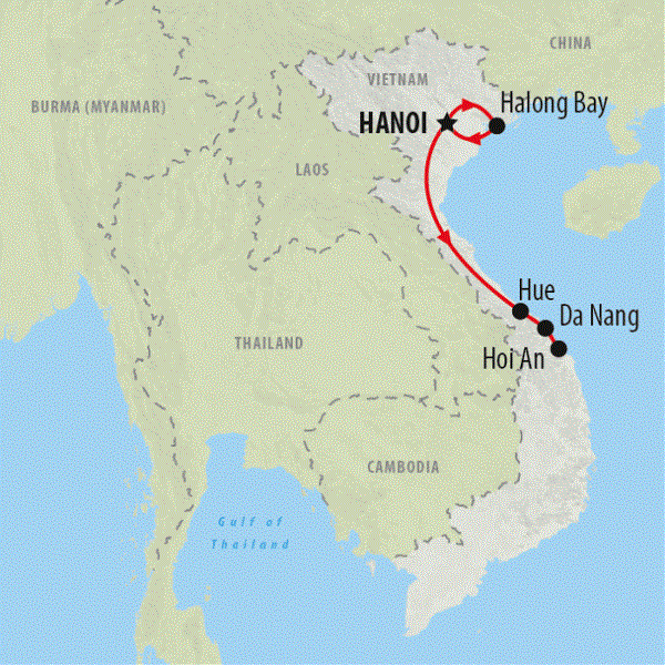 Map: Hanoi to Hoi An (On The Go Tours)