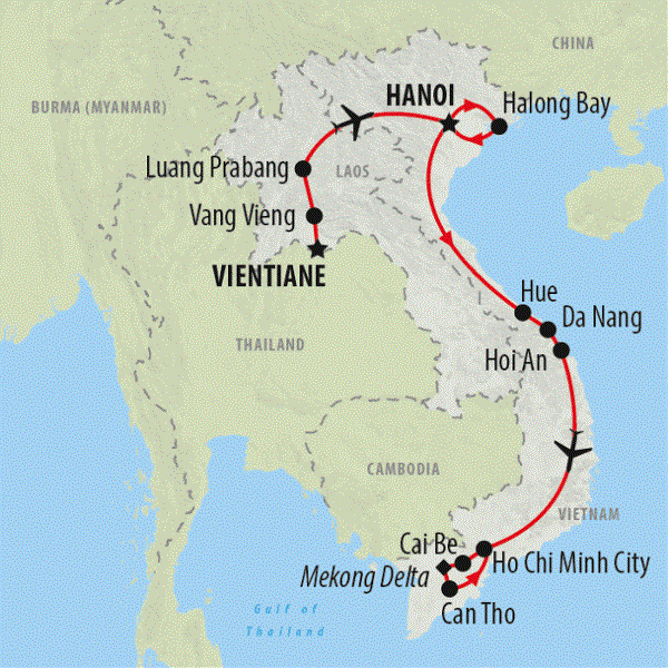 Map: Laos to Vietnam (On The Go Tours)