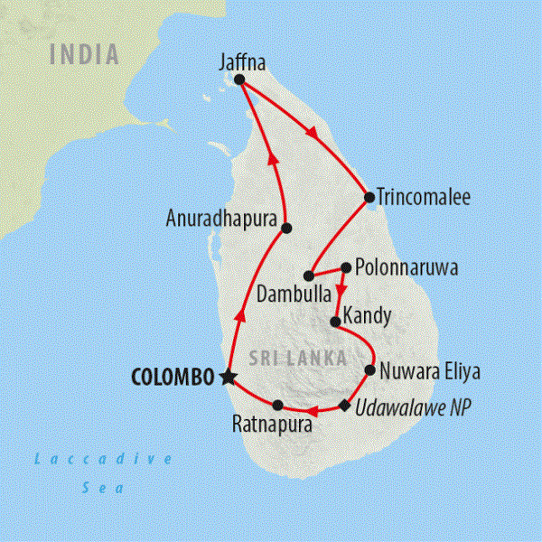 Map: Sri Lanka Northeast Explorer (On The Go Tours)