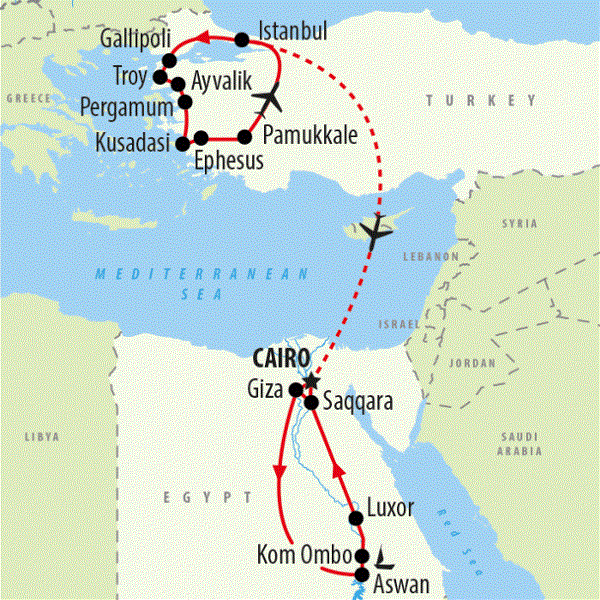 Map: Turkey & Tutankhamun (On The Go Tours)