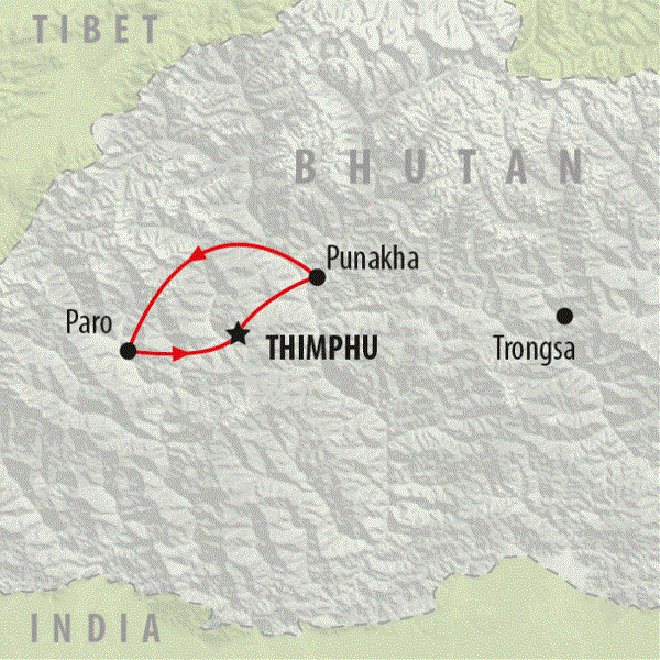 Map: Bhutan Breakaway (On The Go Tours)