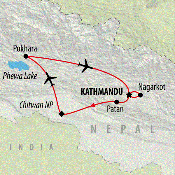 Map: Treasures of Nepal (On The Go Tours)