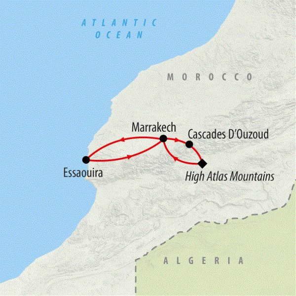 Map: Atlas & Atlantic Coast (On The Go Tours)