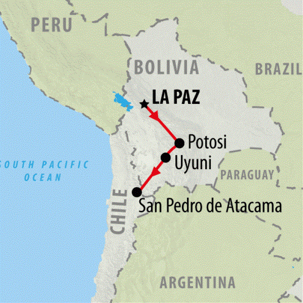 Map: Highlights of Bolivia (On The Go Tours)