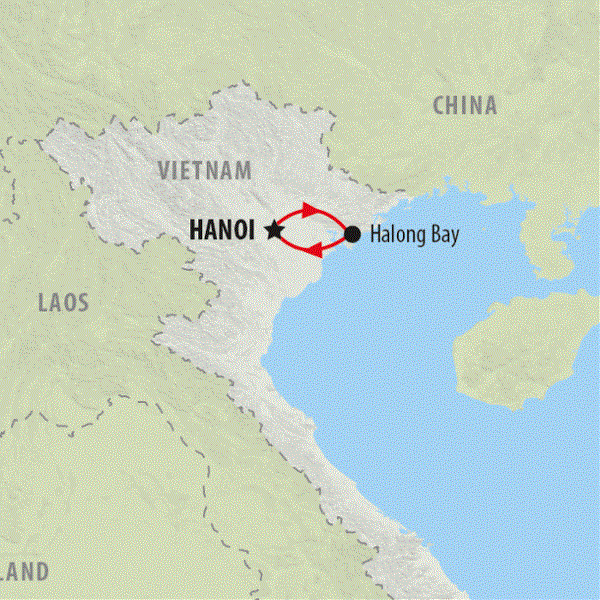 Map: Hanoi & Halong Bay (On The Go Tours)