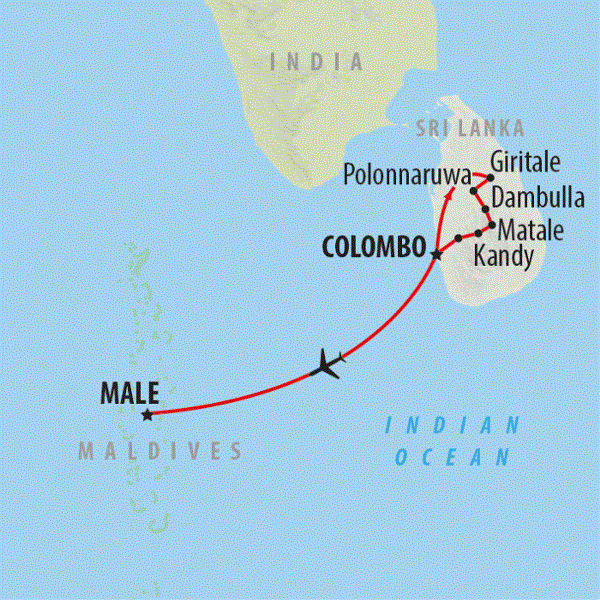 Map: Sri Lanka & the Maldives (On The Go Tours)