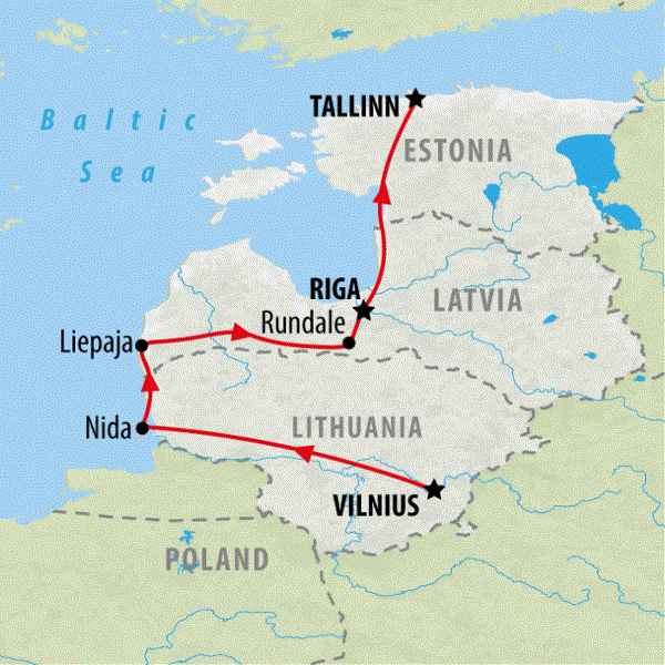 Map: Baltic Capitals Explorer (On The Go Tours)