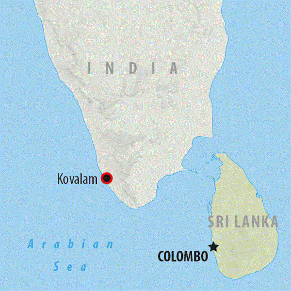 Map: Kovalam Beach (On The Go Tours)