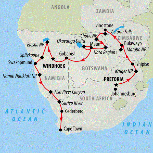 Map: Kruger, Falls, Delta & Cape (On The Go)