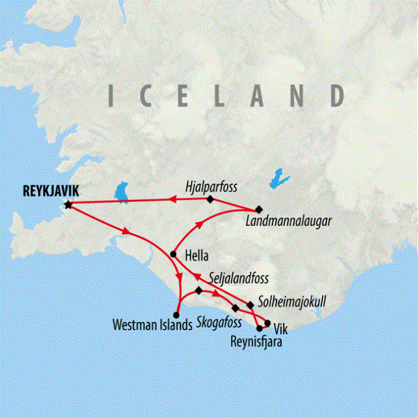 Map: South Iceland Summer Explorer (On The Go Tours)