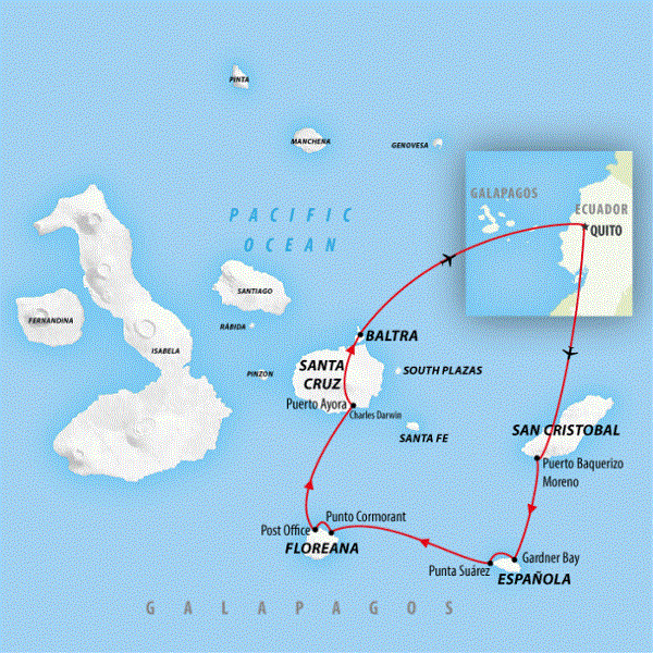 Map: Galapagos Discovered (On The Go Tours)