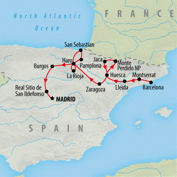 Map: Northern Spain Express (On The Go Tours)