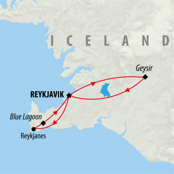 Map: Iceland New Years Festival (On The Go Tours)
