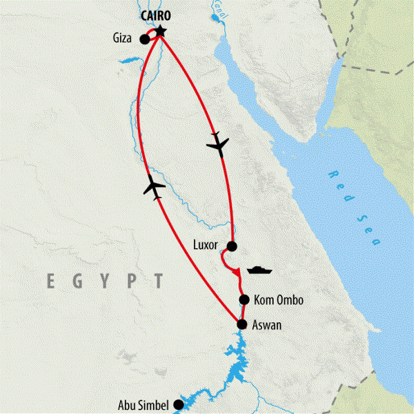 Map: Ancient Wonders of Egypt by Nile Cruise (On The Go Tours)