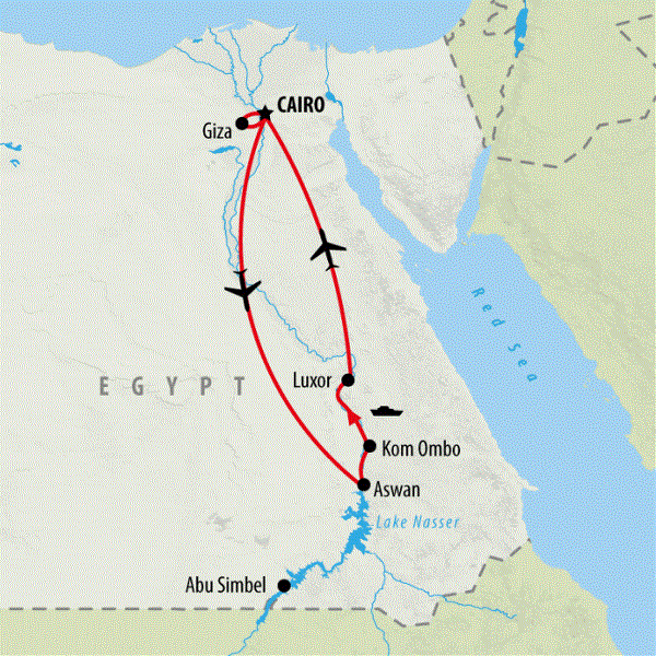 Map: Cairo & Ancient Luxor by Flight (On The Go Tours)