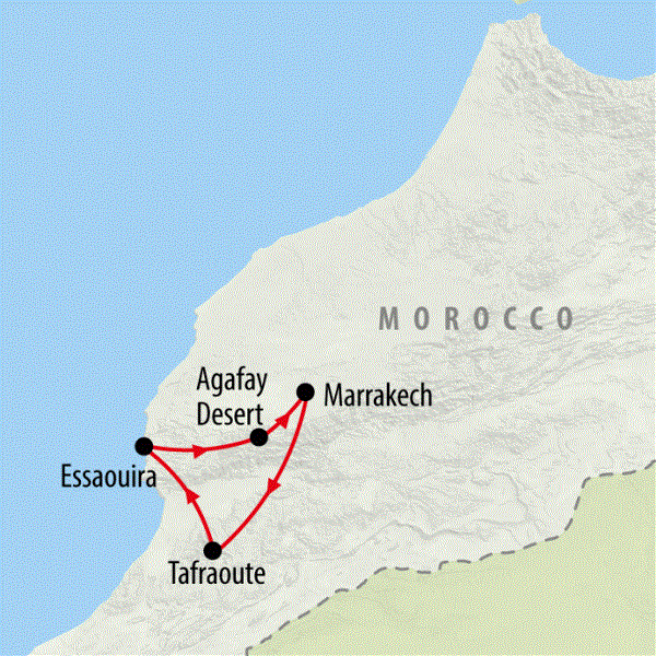 Map: Marrakech, Agafay & Coast (On The Go Tours)