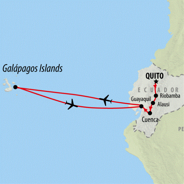 Map: Ecuador Highlands & Galapagos Islands (On The Go)