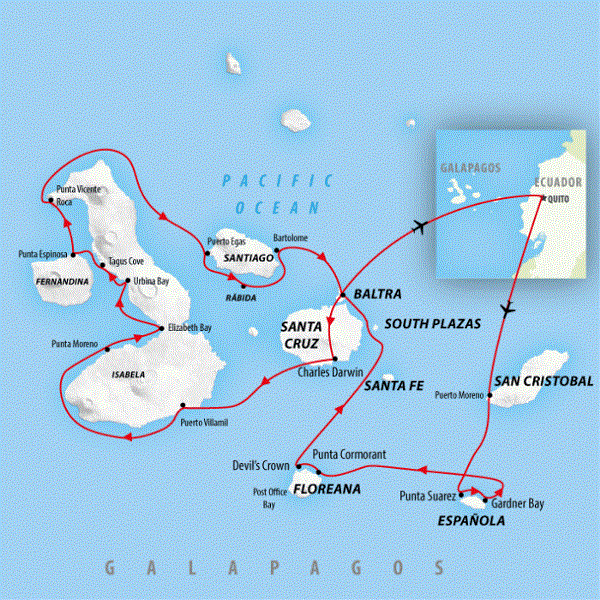 Map: Highlights of the Galapagos (On The Go)