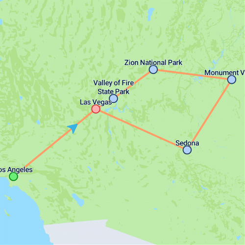 Map: LA to Monument Valley & Vegas (On The Go)