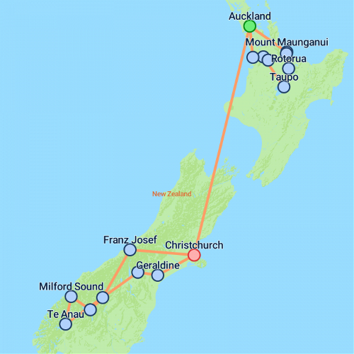 Map: Totally New Zealand From Auckland (On The Go)