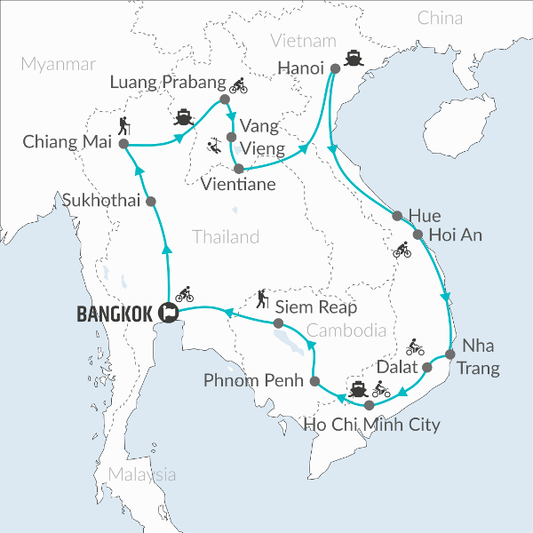 Map: Southeast Asia Circuit (from Bangkok) Travel Pass (Bamba)