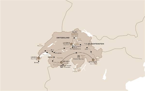 Map: Majestic Switzerland (Insight Vacations Luxury Gold)