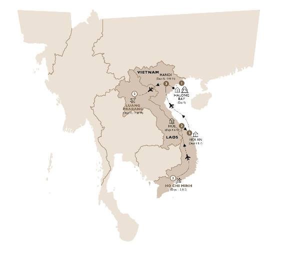 Map: Sensational Vietnam & Laos (Insight Vacations Luxury Gold)