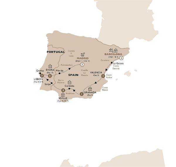 Map: Spain & Portugal in Style (Insight Vacations Luxury Gold)