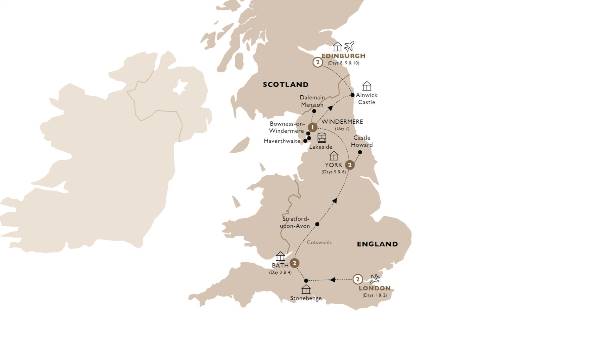 Map: British Royale (Insight Vacations Luxury Gold)