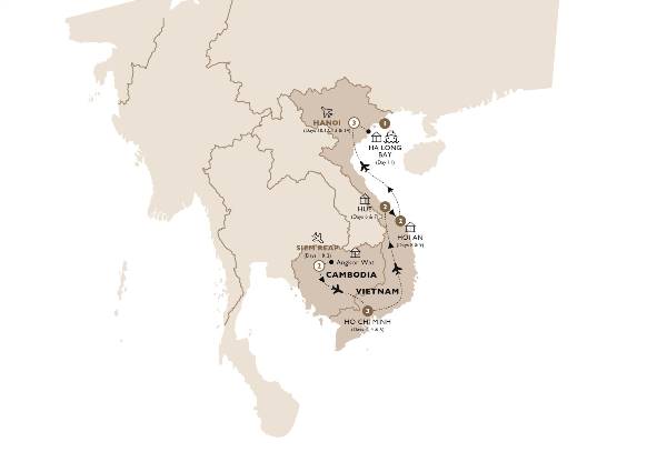 Map: Cambodia & Vietnam in Style (Insight Vacations Luxury Gold)