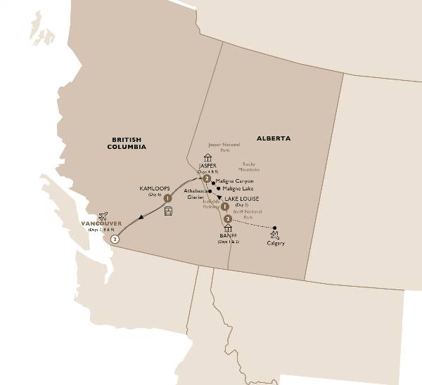Map: Majesty of the Rockies (Insight Vacations Luxury Gold)