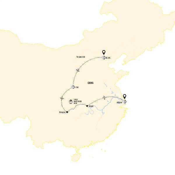 Map: Iconic China with Yangtze Cruise (Costsaver)