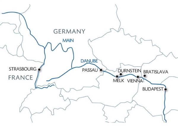 Map: The Beautiful Blue Danube (port-to-port cruise) (Croisi Europe)