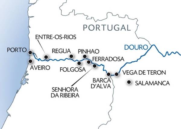 Map: Family Club : The Douro River, the spirit of Portugal (port-to-port cruise) (Croisi Europe)