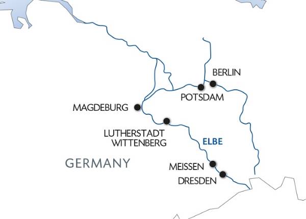 Map: Christmas on the Elbe (port-to-port cruise) (Croisi Europe)