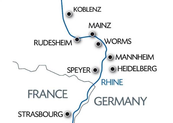Map: New Year in the Romantic Rhine valley (port-to-port cruise) (Croisi Europe)