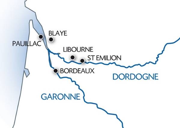 Map: New Year in the Bordeaux region (port-to-port cruise) (Croisi Europe)