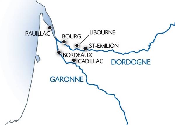 Map: The exceptional region of Bordeaux (port-to-port cruise) (Croisi Europe)