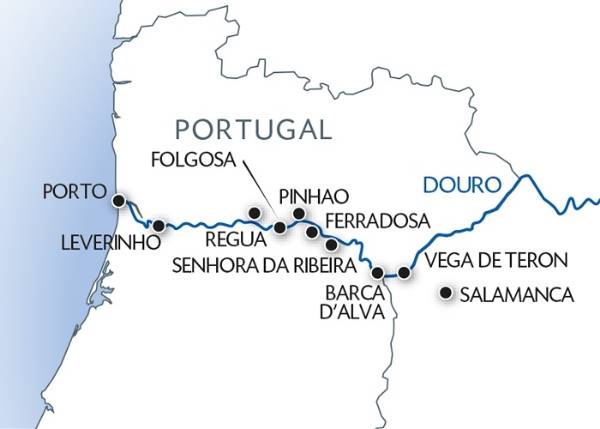 Map: Family Club: Porto, the Douro valley (Portugal) and Salamanca (Spain) (port-to-port cruise) (Croisi Europe)