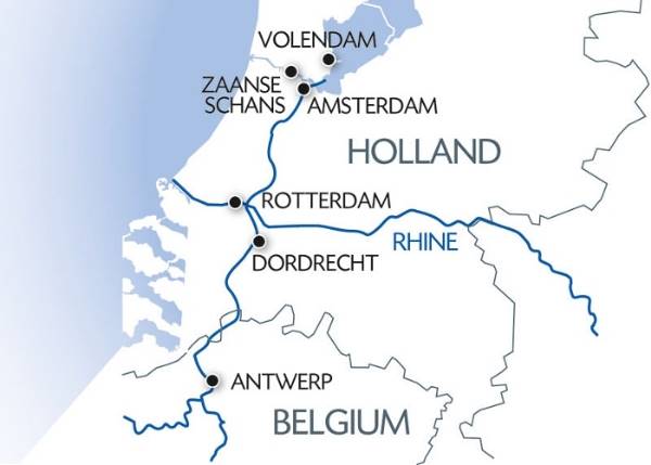 Map: Springtime in Holland (port-to-port cruise) (Croisi Europe)