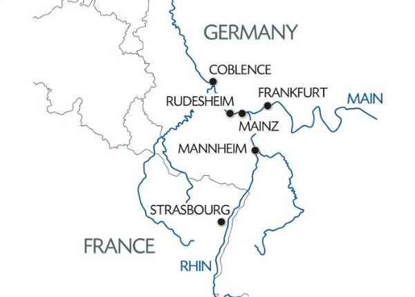 Map: De valleien van  de romantische Rijn,  de Moezel en de Main (formule haven/haven) (Croisi Europe)