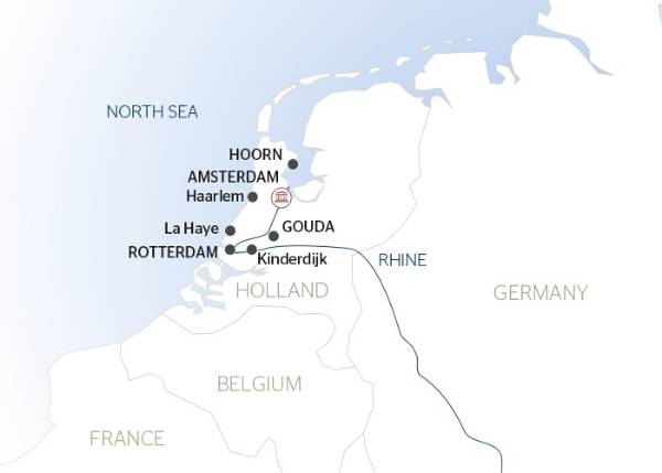 Map: The Best of The Netherlands (port-to-port cruise) (Croisi Europe)