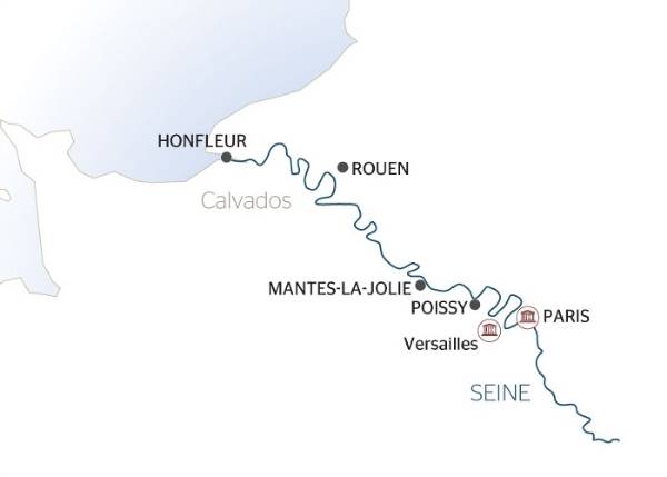 Map: De kronkelende vallei van de Seine (formule haven/haven) (Croisi Europe)