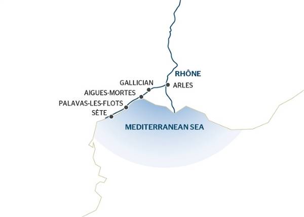 Map: Cruise op het kanaal van de Provence, van Sète naar Avignon (formule haven/haven) (Croisi Europe)