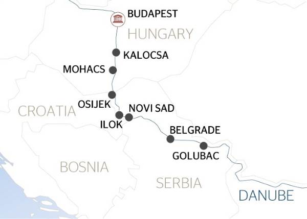 Map: Budapest, the Pearl of the Danube (port-to-port cruise) (Croisi Europe)