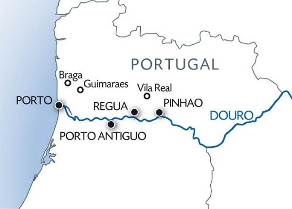 Map: Porto and the Douro Valley (port-to-port cruise) (Croisi Europe)
