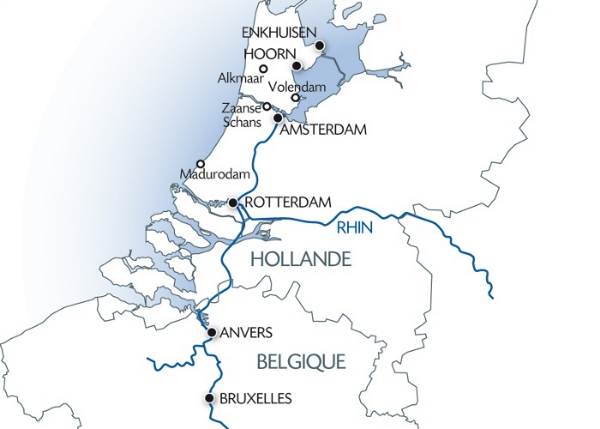 Map: The treasures of the north through Holland and Belgium (Croisi Europe)