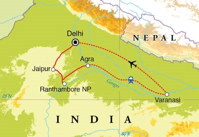Map: Rondreis India, 15 dagen (Djoser)